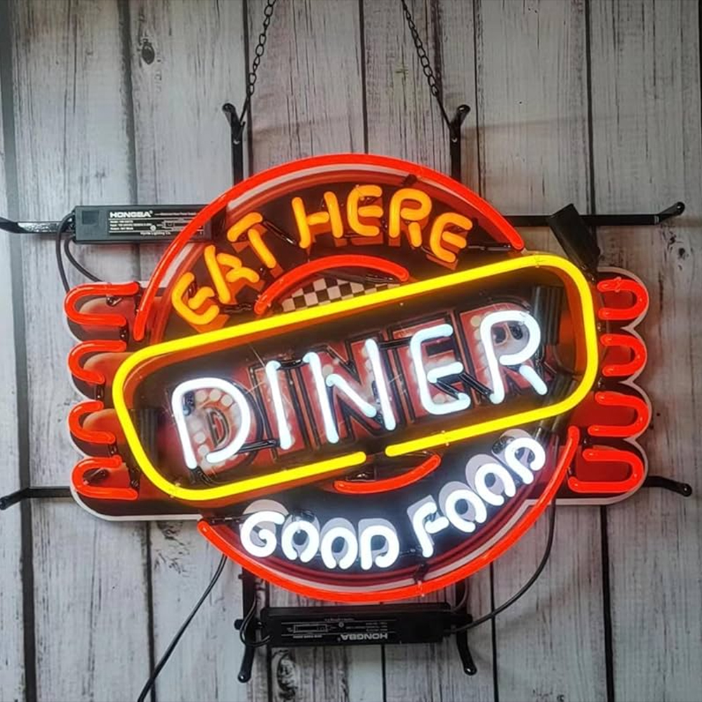 Neon Glass Metal Sign